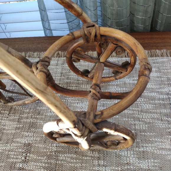 Bamboo Large Tricycle Big Wheel Vintage Plant Stand 17" - Picture 2 of 13